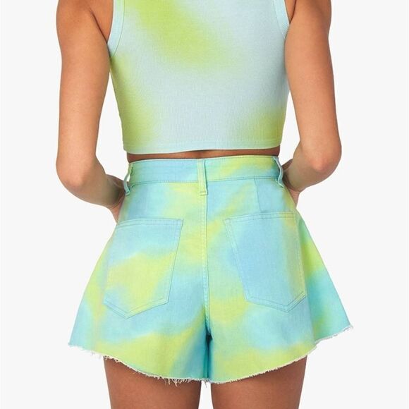 3/$15 WeWoreWhat Tie Dye Flare Denim Short Size 24 - Picture 2 of 9
